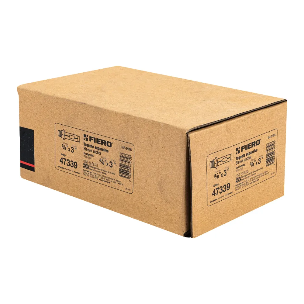 Caja con 50 taquetes expansivos de 3/8" con tornillo, Fiero