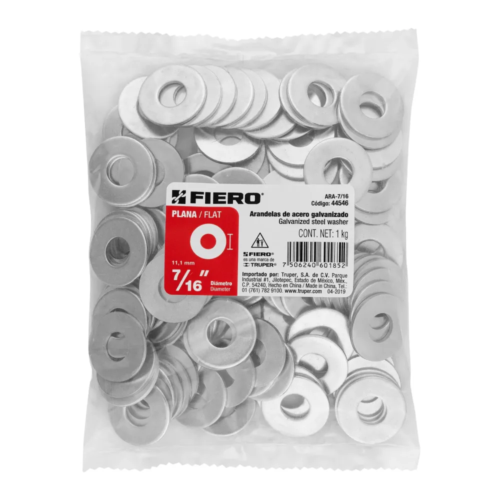 Fiero ARA-7/16 Arandela plana de 7/16', bolsa de 1 kg