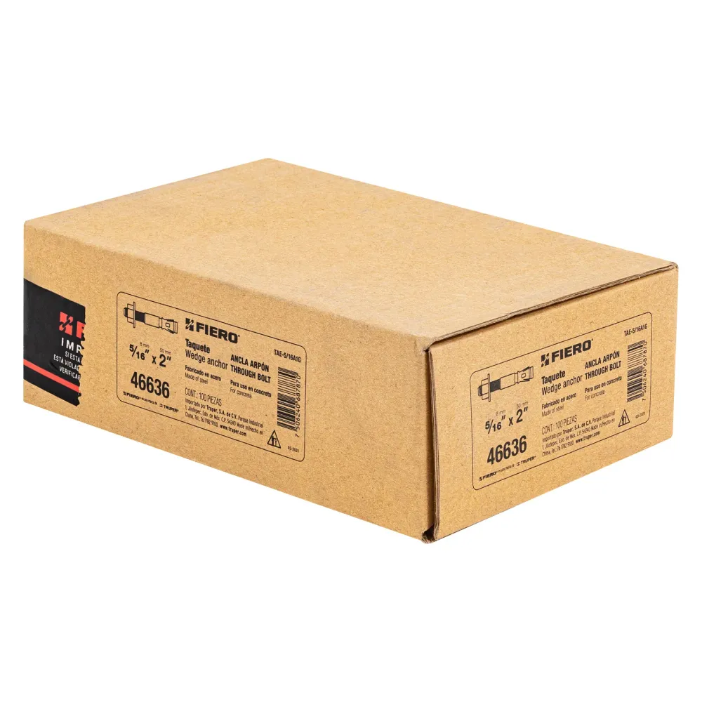Fiero TAE-5/16A1G Caja con 100 taquetes arpón de 5/16' x 2'
