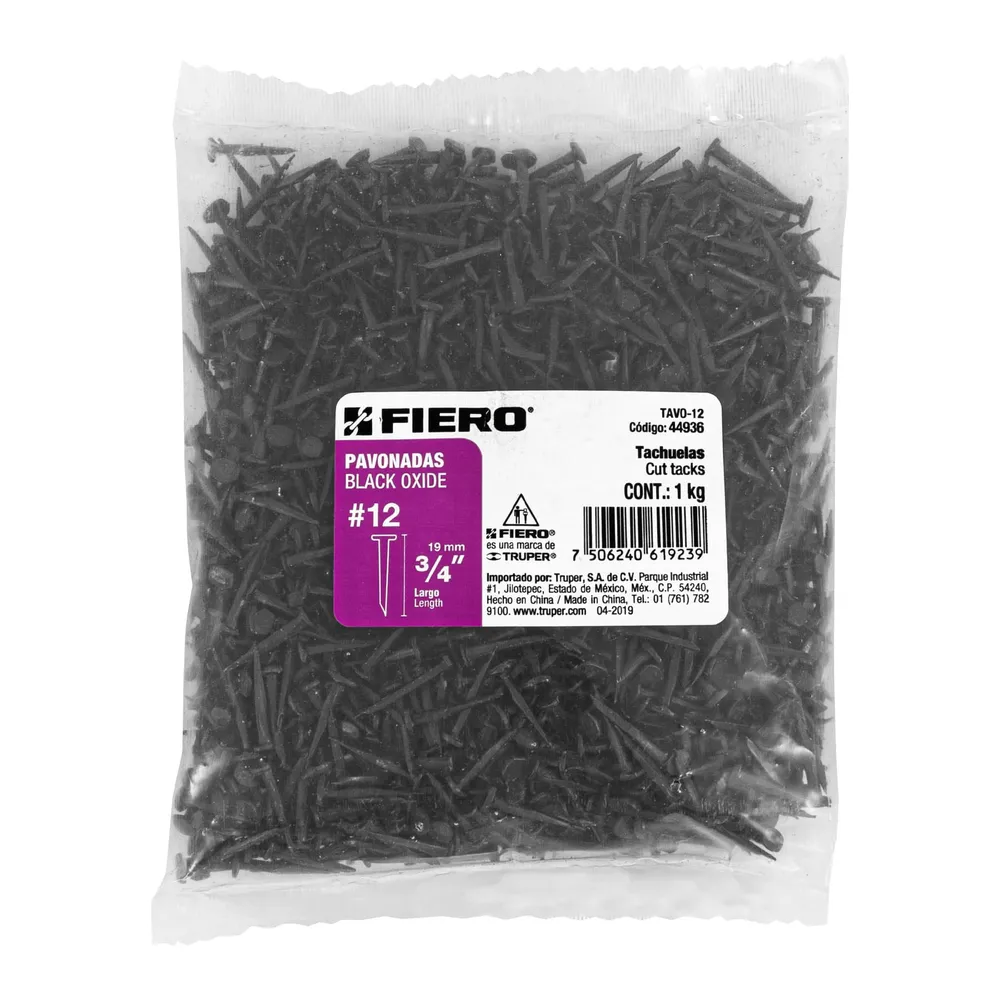 Fiero TAVO-12 Bolsa con 1 kg de tachuelas pavonadas No. 12