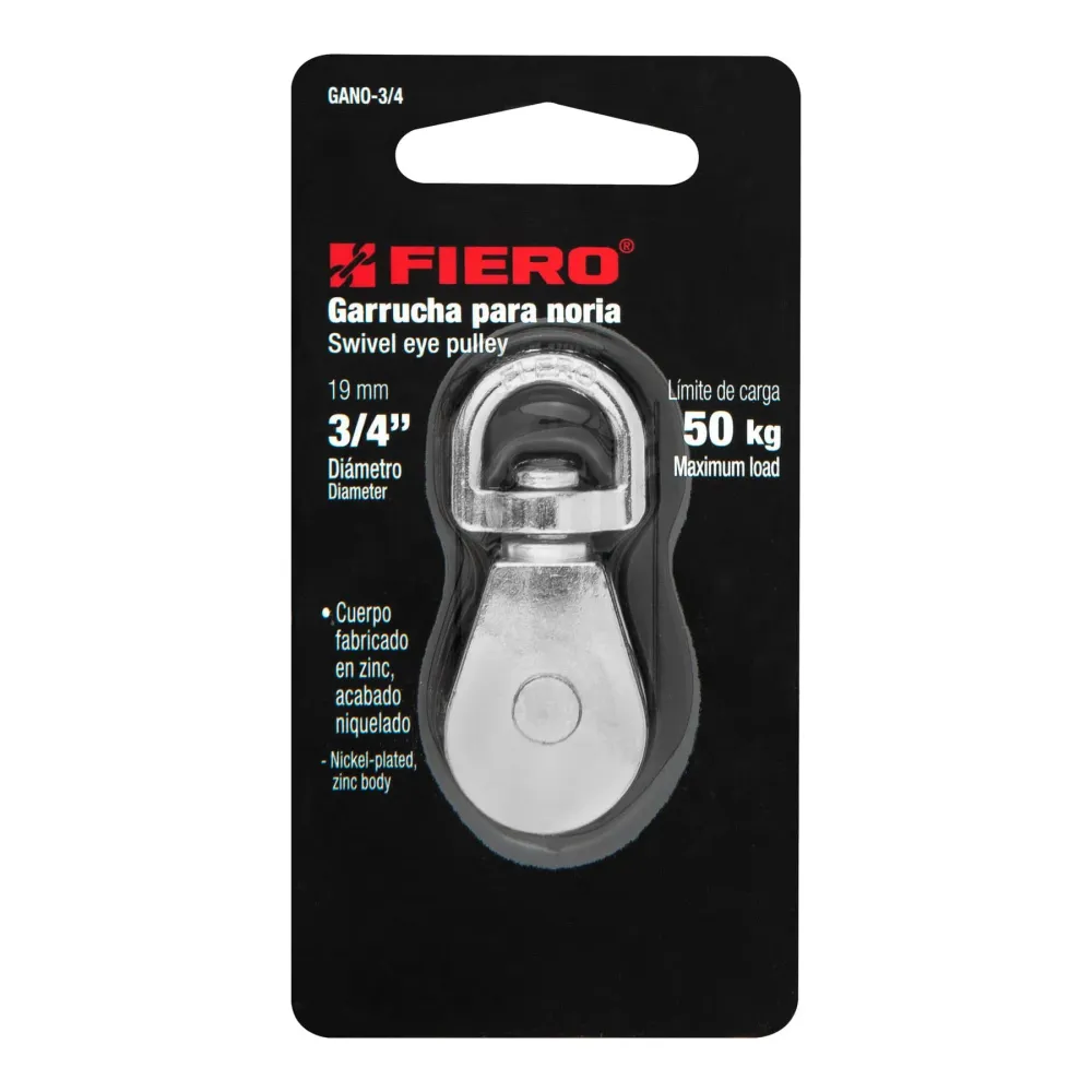 Garrucha metálica para noria de 3/4", Fiero