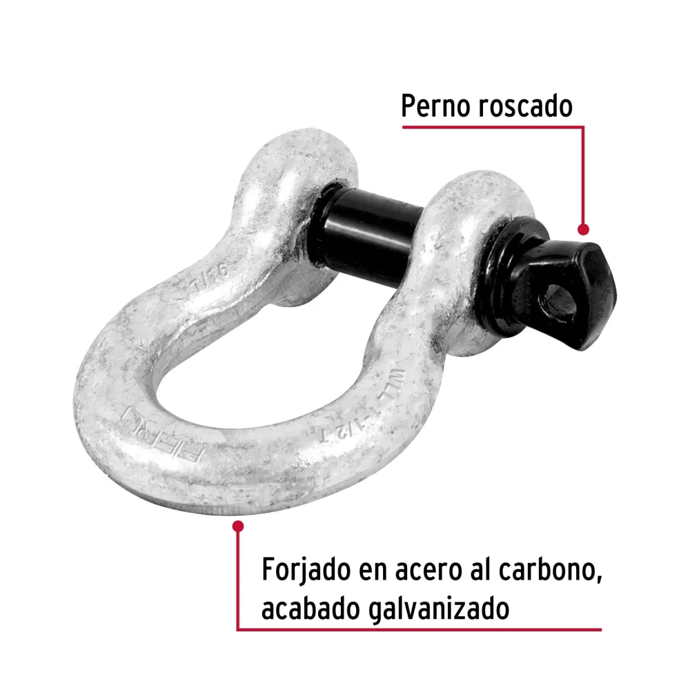 Grillete de acero forjado 7/16", Fiero