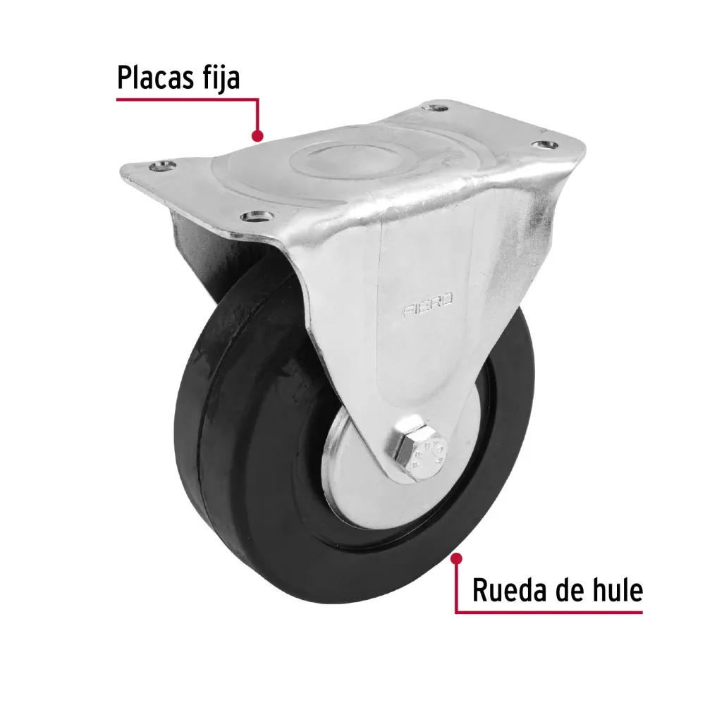 Rodaja hule 6", placa fija con balero, carga 150 kg, Fiero