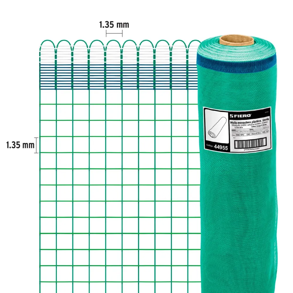Rollo de 30 m x 1.5 m de malla mosquitera plástica verde Fiero