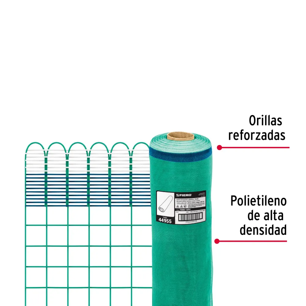Rollo de 30 m x 1.5 m de malla mosquitera plástica verde Fiero