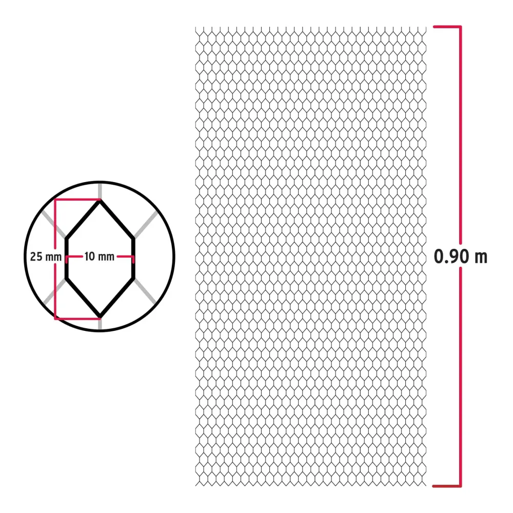 Rollo malla plafón 0.90 x 22m cal.26, abertura 10x25mm, 8kg Fiero
