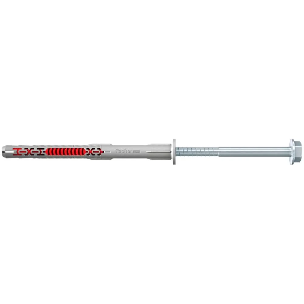 Taco Largo DuoXpand M8 con tornillo acero cincado y cabeza hexagonal fischer