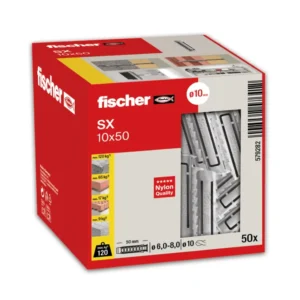 Taco SX original 10x50 fischer (sin tornillo) | Potencia máxima en fijaciones robustas