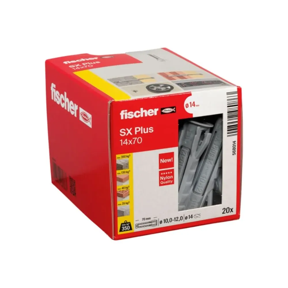 Taco SX Plus 14x70 (Sin Tornillo) 20uds | Expansión Óptima y Sujeción Segura fischer