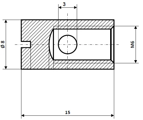 Boquilla roscada Ø 3,0 mm, eje Ø 8 mm, latón niquelado Fix Nippel