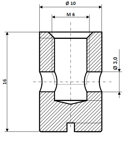 Boquilla roscada Ø 3,0 mm, eje Ø 10 mm, latón niquelado Fix Nippel