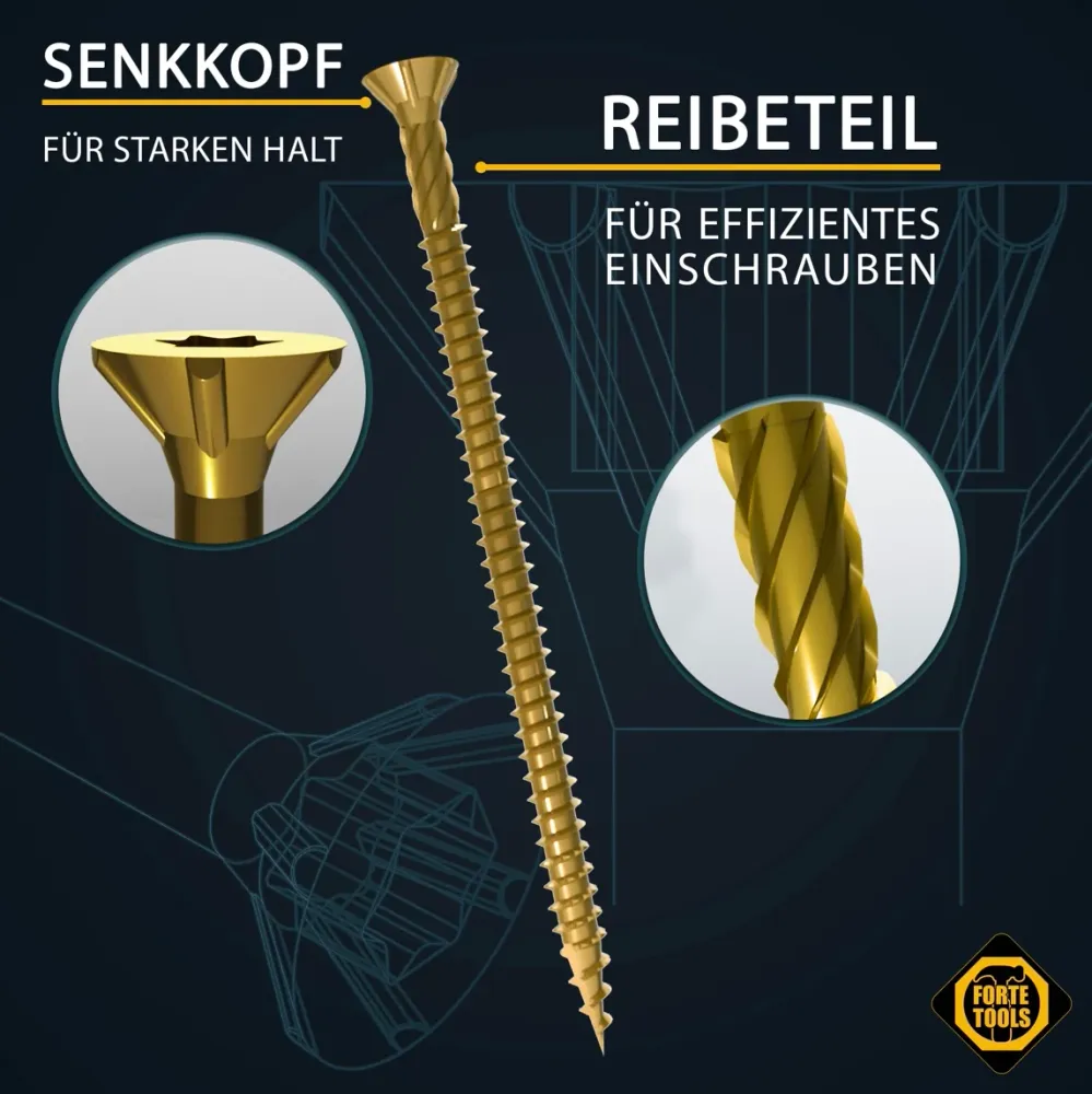 FORTE Herramientas Tornillo universal para madera 6,0 x 60mm T30 - 400 unid. (4x 000051399494) FORTE Tools