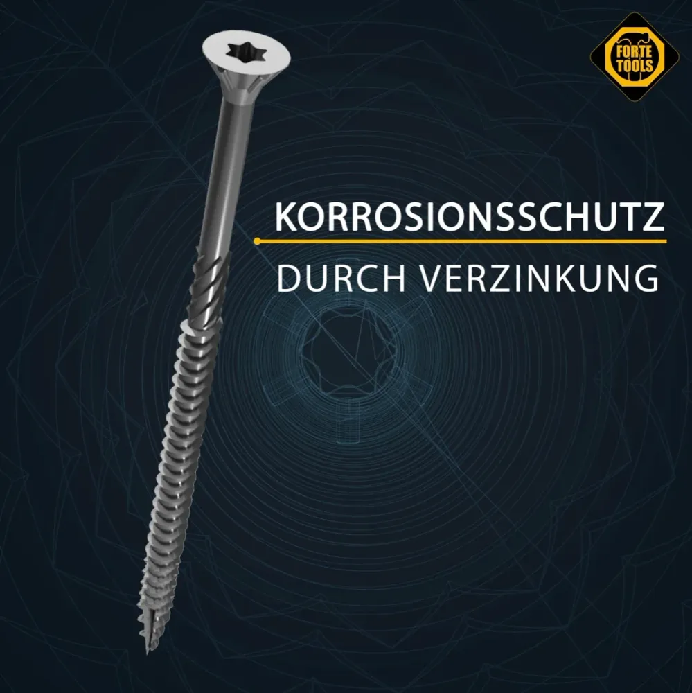 FORTE Herramientas Tornillo universal para madera 6,0 x 100mm T30 - 400 unid. (4x 000040113886) FORTE Tools