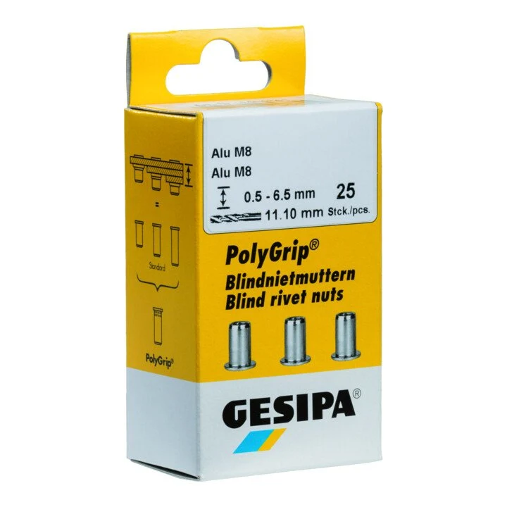 Tuerca remachable GESIPA Vástago de remache PolyGrip(R) d x l 11 x 20 mm M8 ( 4000813824 )