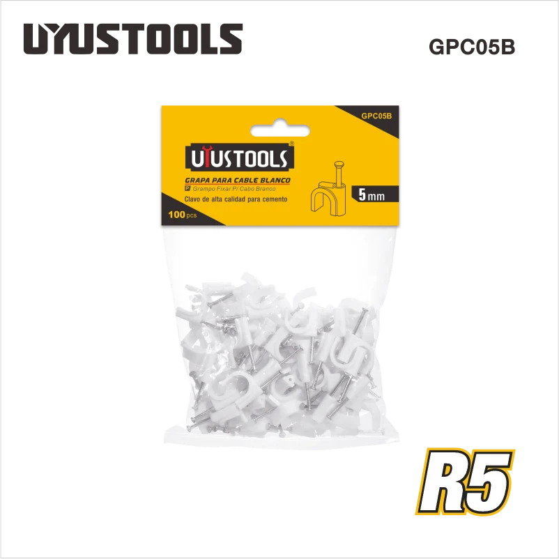 GRAPA P/CABLE BLANCO 5MM 100PCS UYUSTOOLS