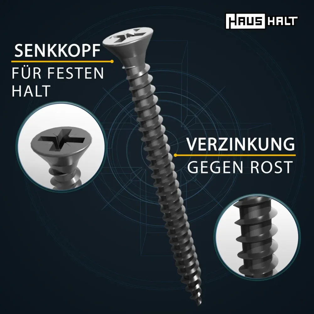 HausHalt Tornillo universal para madera 3,0 x 40 mm PZ1 - 500 piezas (000051371100)