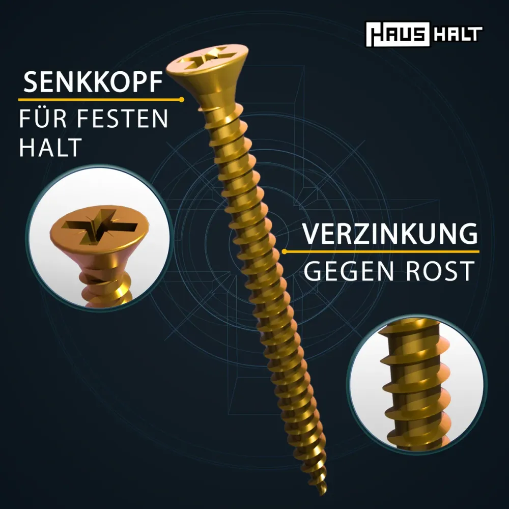 HausHalt Tornillo universal para madera 4,5 x 25 mm PZ2 - 500 piezas (000051371161)
