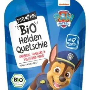 Puré de fresa y frambuesa con copos de avena BIO 100 g Psi Patrol- Chase HEJO!