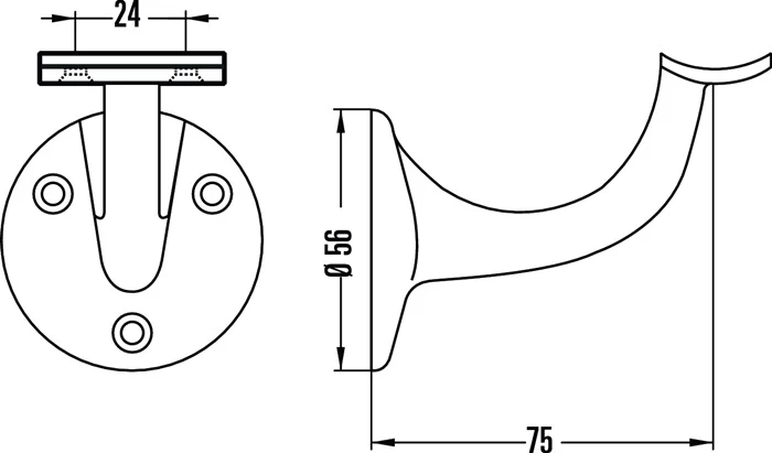 Hermeta soporte pasamanos 3505 ( 3000283332 ) aluminio anodizado plata soporte curvo