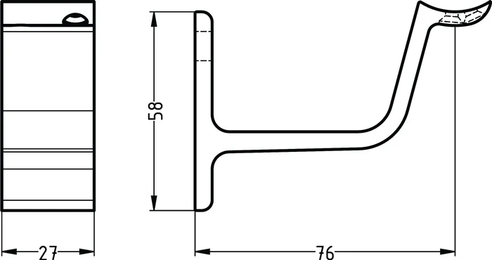 Hermeta soporte pasamanos 3553 ( 3000283346 ) aluminio anodizado plata soporte curvo