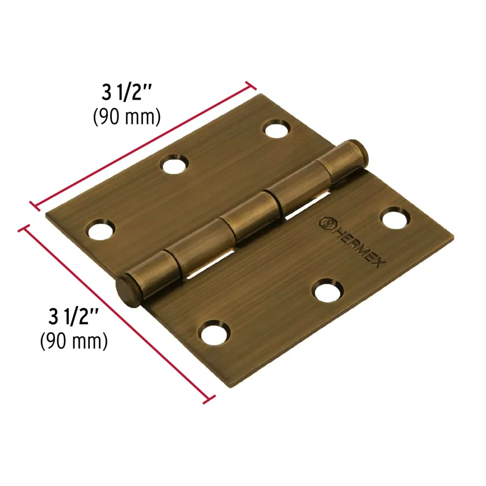 Bisagra capuchina bronce antiguo 3-1/2"x3-1/2" Hermex