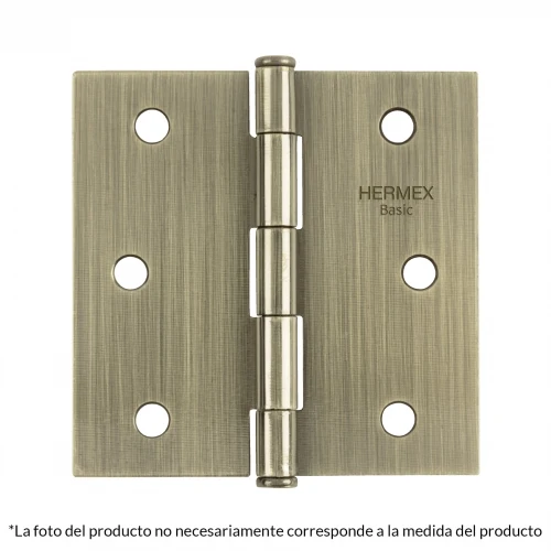 Bisagra cuadrada 2-1/2', latón antiguo, cabeza plana, Basic 25102 BC-252PP Hermex