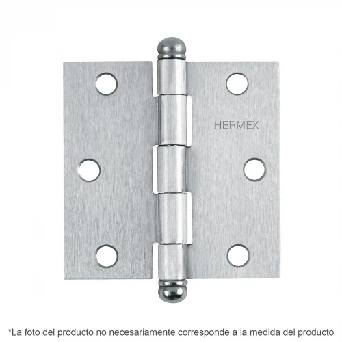 Bisagra cuadrada 3-1/2', satinado, cabeza redonda, Hermex 43257 BC-353R