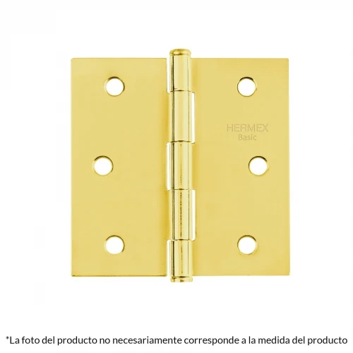 Bisagra cuadrada 3-1/2',latonado, cabeza plana, Hermex Basic 23685 BC-351PP