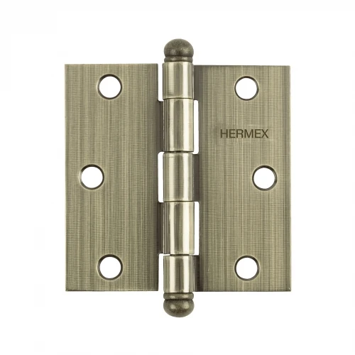 Bisagra cuadrada 3', latón antiguo, cabeza redonda, Hermex 43246 BC-302R