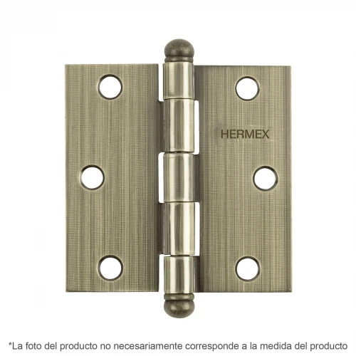 Bisagra cuadrada 2', latón antiguo, cabeza redonda, Hermex 43244 BC-202R