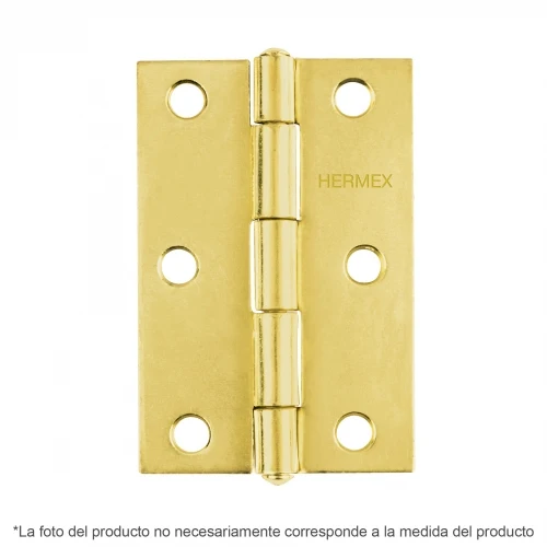 Bisagra rectangular 3-1/2' acero latonado, Hermex 43197 BR-351