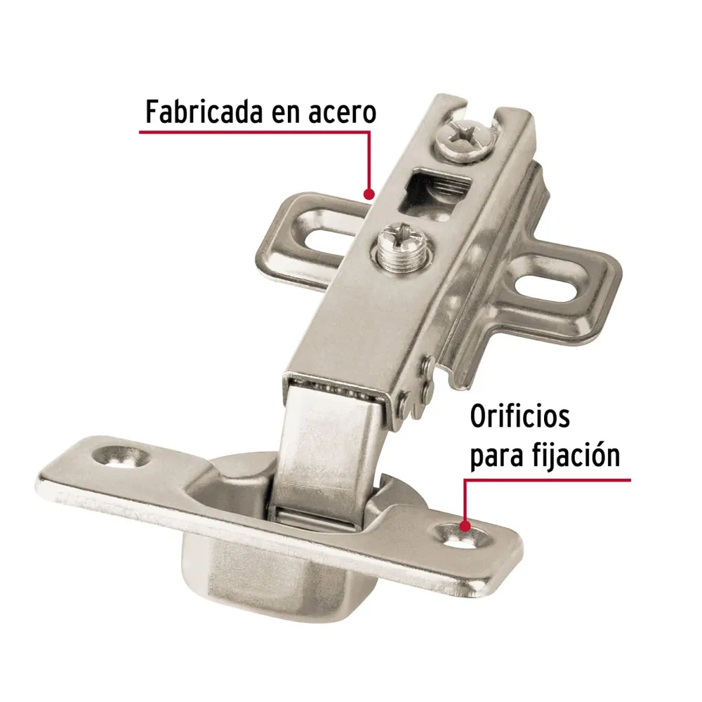 Bolsa con 2 bisagras bidimensionales de 110∞cobertura completa Hermex