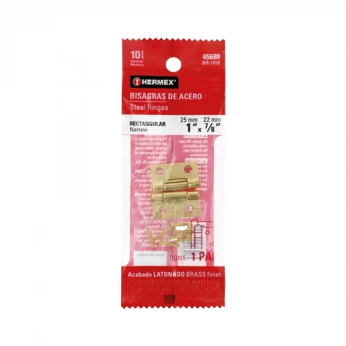 Bolsa con 2 bisagras rectangulares 1', acero latonado 45688 BR-101B Hermex