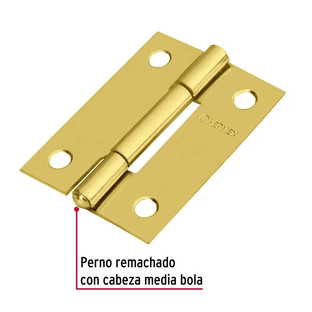 Bolsa con 2 bisagras rectangulares 2", acero latonado Hermex