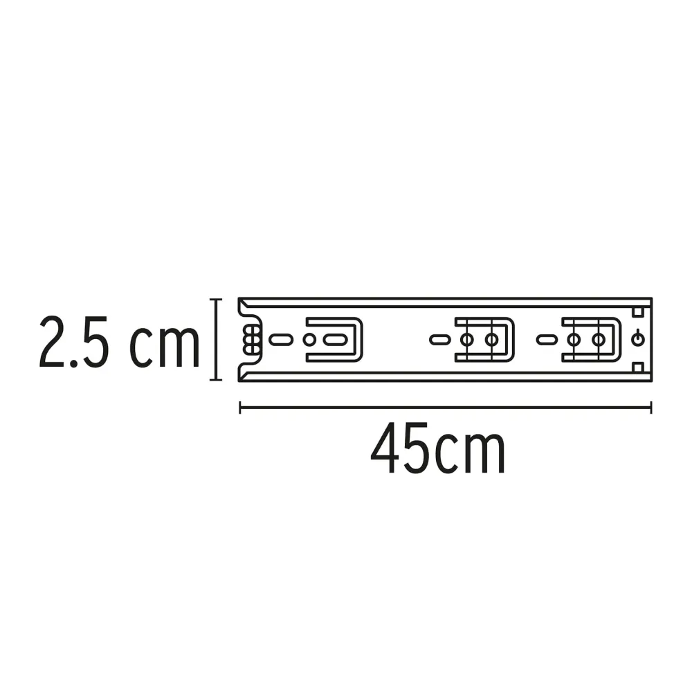 Bolsa con 2 correderas extensión 45 cm para cajón, ancho 2.5 cm Hermex