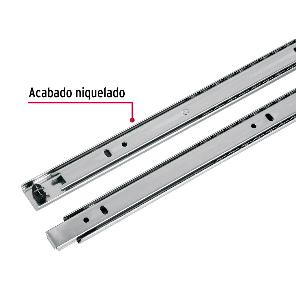 Bolsa con 2 correderas extensión 45 cm para cajón, ancho 2.5 cm Hermex