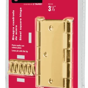 Hermex BC-351PB Bisagras cuadradas 3-1/2', acero latonado, plana, blíster 2