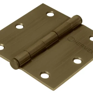 Hermex BC-352P Bisagra cuadrada 3-1/2', acero latonado antiguo, plana