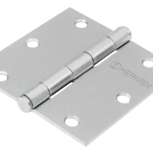 Hermex BC-353P Bisagra cuadrada 3-1/2', acero cromo mate, plana