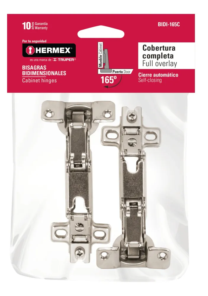 Hermex BIDI-165C Bisagras bidimensional, 165º, bolsa 2 piezas