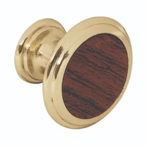 Hermex PER-062 Perilla latón brillante, ins. tipo madera, Elipse