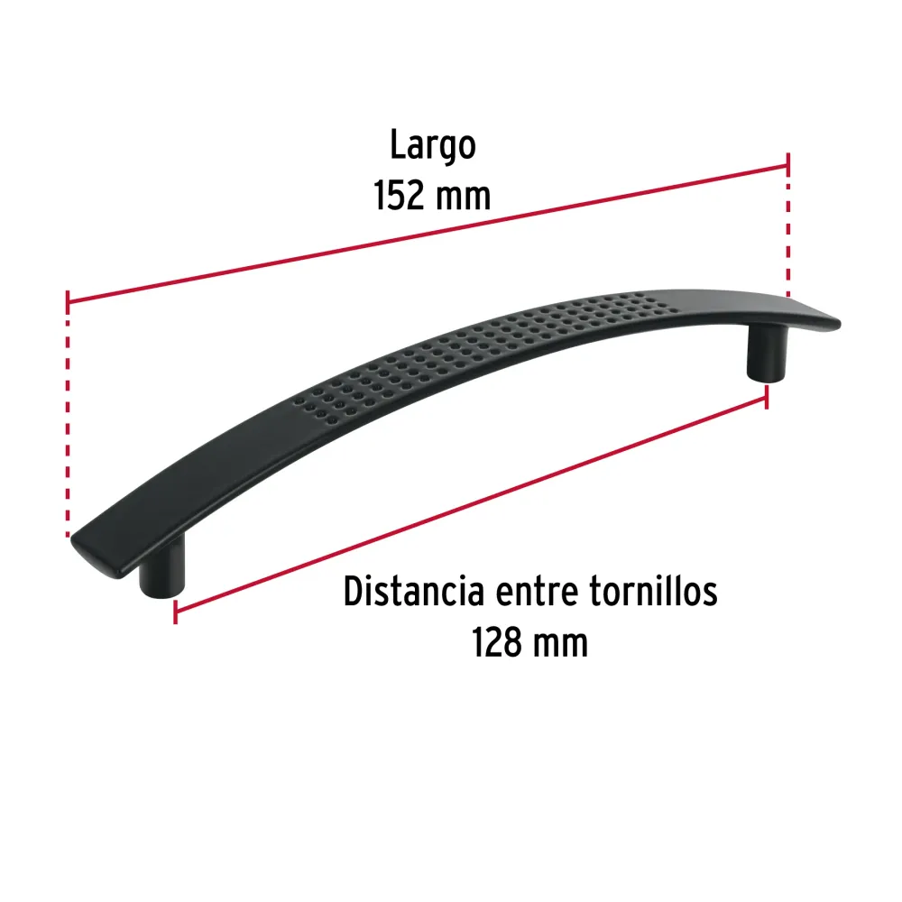 Jaladera de 128mm estilo 'Contempo' acabado negro, Hermex 45642
