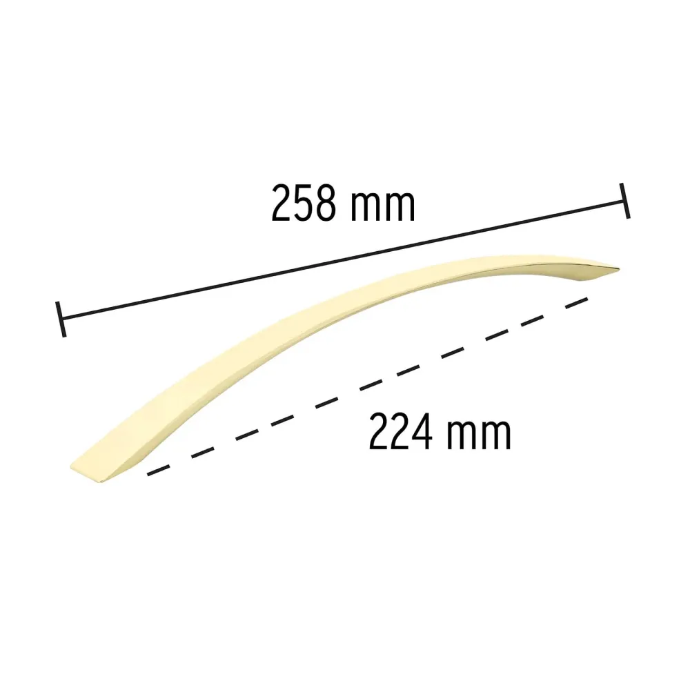 Jaladera de 224mm, línea Moderna, latón brillante, Hermex