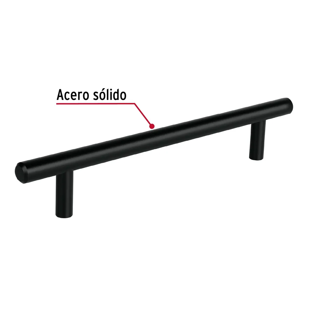 Jaladera de acero, 160mm, línea Cilindro, negro, Hermex