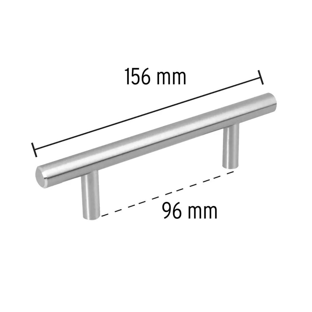 Jaladera de acero, 96mm, línea Cilindro, níquel, Hermex