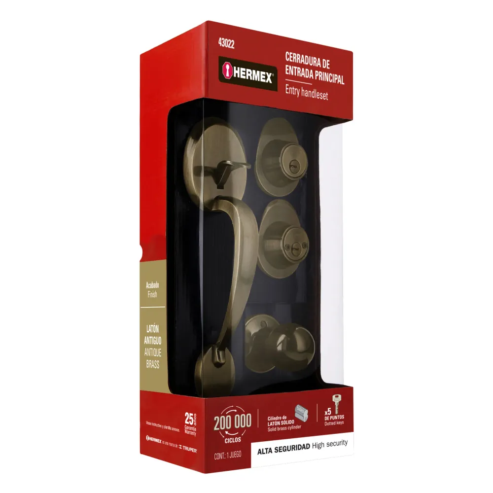 Jaladera y perilla, Lugo llave-llave, LA, Hermex