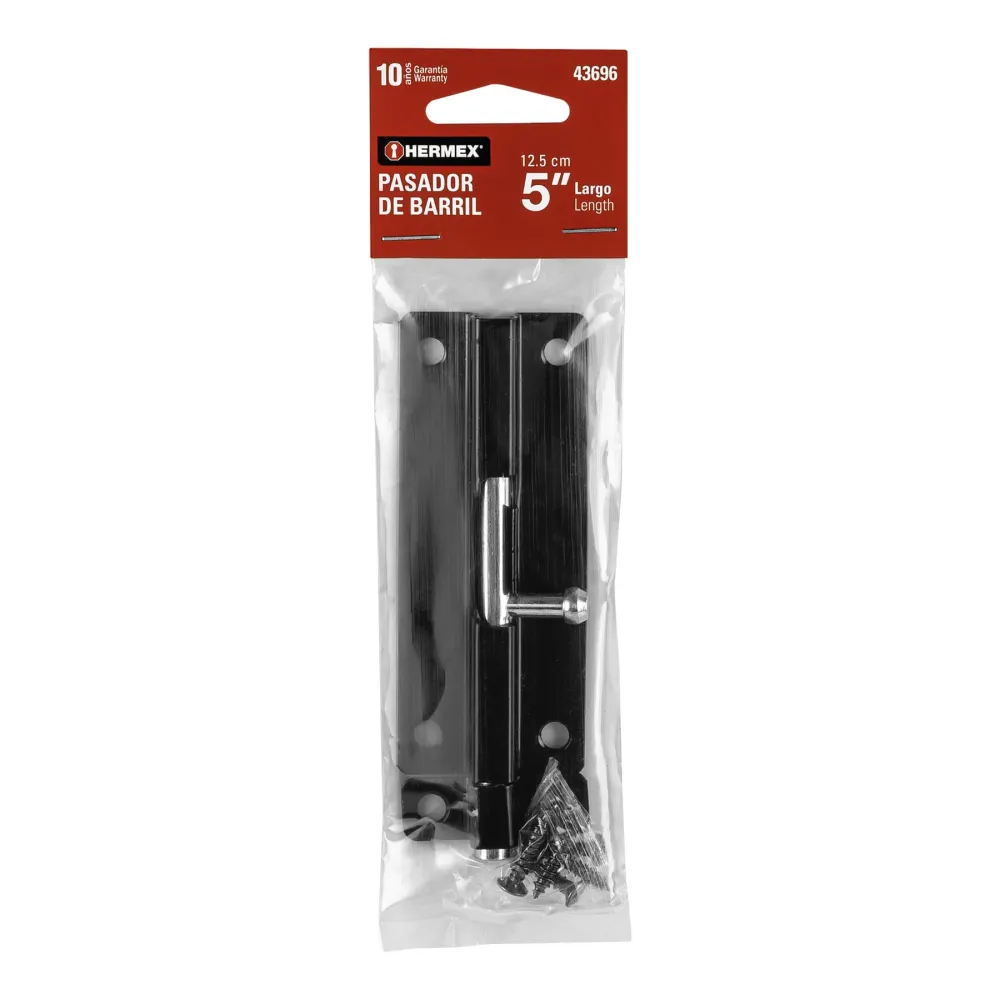 Pasador de barril 5" de acero acabado negro, Hermex