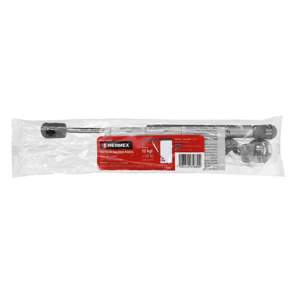 Pistón gas con capacidad de 120 N / 12 kg, Hermex