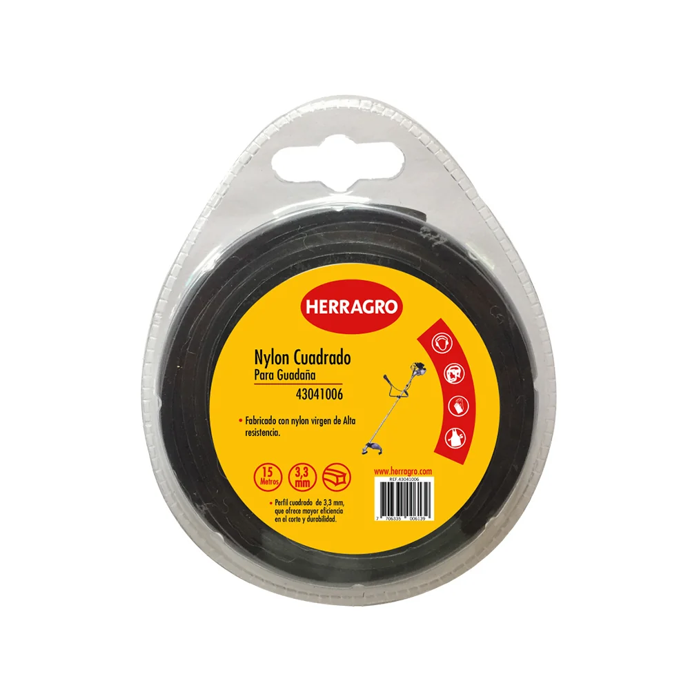 Nylon Cuadrado 3.3Mm 15M Negro HERRAGRO