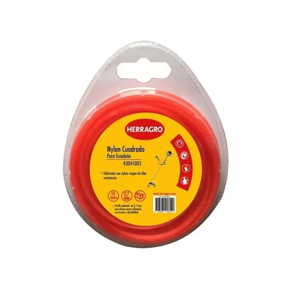 Nylon Redondo 2.7Mm X15m Naranja HERRAGRO